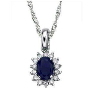 Gorgeous Womens Solid 14K White Gold 1/5 CTW
Diamonds and Sapphire